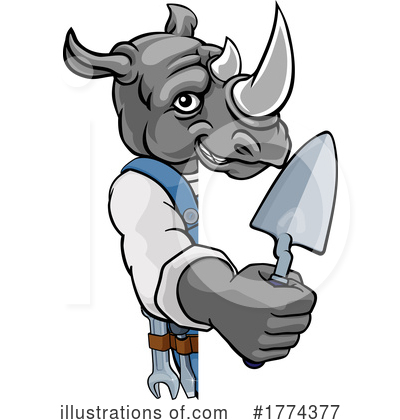 Royalty-Free (RF) Rhino Clipart Illustration by AtStockIllustration - Stock Sample #1774377