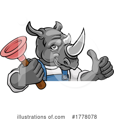 Royalty-Free (RF) Rhino Clipart Illustration by AtStockIllustration - Stock Sample #1778078