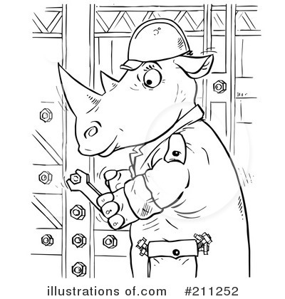 Royalty-Free (RF) Rhino Clipart Illustration by Alex Bannykh - Stock Sample #211252