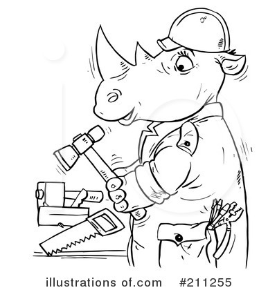Royalty-Free (RF) Rhino Clipart Illustration by Alex Bannykh - Stock Sample #211255