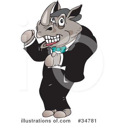 Royalty-Free (RF) Rhino Clipart Illustration by Dennis Holmes Designs - Stock Sample #34781