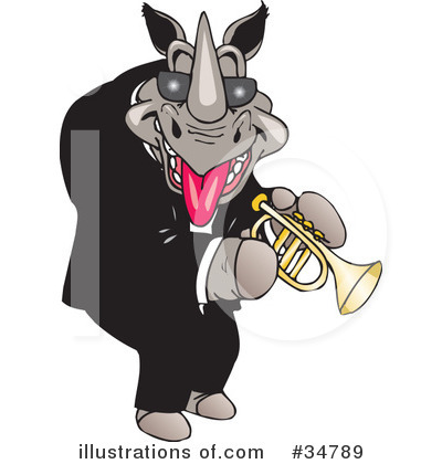 Royalty-Free (RF) Rhino Clipart Illustration by Dennis Holmes Designs - Stock Sample #34789