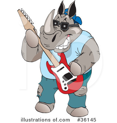 Royalty-Free (RF) Rhino Clipart Illustration by Dennis Holmes Designs - Stock Sample #36145