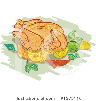 Royalty-Free (RF) Roasted Turkey Clipart Illustration by patrimonio - Stock Sample #1375110