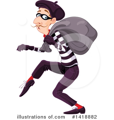Royalty-Free (RF) Robber Clipart Illustration by Pushkin - Stock Sample #1418882