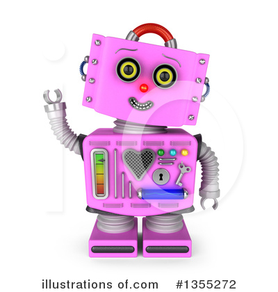 Pink Robot Clipart #1355272 by stockillustrations