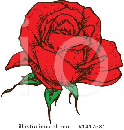 Royalty-Free (RF) Rose Clipart Illustration by Vector Tradition SM - Stock Sample #1417581