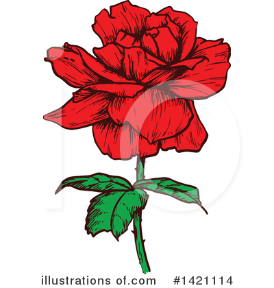 Royalty-Free (RF) Rose Clipart Illustration by Vector Tradition SM - Stock Sample #1421114