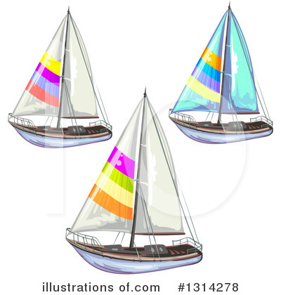 Royalty-Free (RF) Sailboat Clipart Illustration by merlinul - Stock Sample #1314278