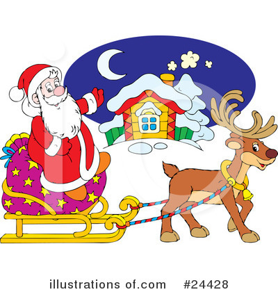 Santas Sleigh Clipart #24428 by Alex Bannykh