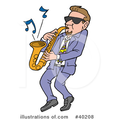 Royalty-Free (RF) Saxophone Clipart Illustration by LaffToon - Stock Sample #40208