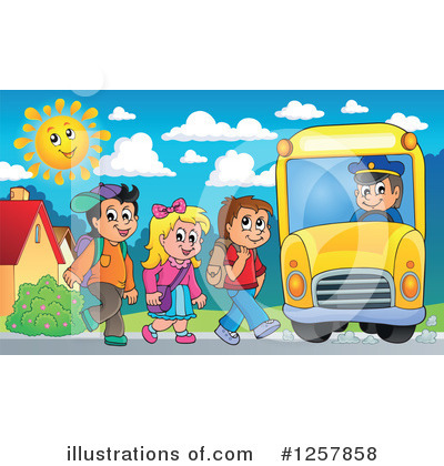 Royalty-Free (RF) School Bus Clipart Illustration by visekart - Stock Sample #1257858