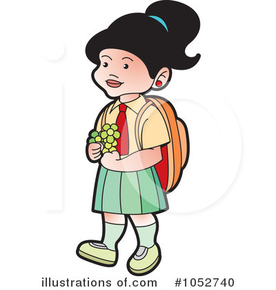 Royalty-Free (RF) School Girl Clipart Illustration by Lal Perera - Stock Sample #1052740