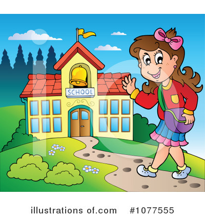 Royalty-Free (RF) School Girl Clipart Illustration by visekart - Stock Sample #1077555