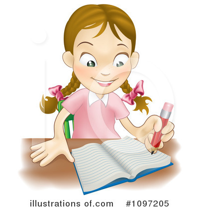 Royalty-Free (RF) School Girl Clipart Illustration by AtStockIllustration - Stock Sample #1097205