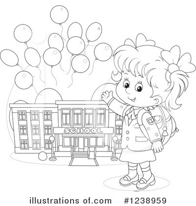 Royalty-Free (RF) School Girl Clipart Illustration by Alex Bannykh - Stock Sample #1238959