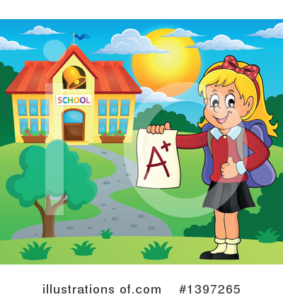 Royalty-Free (RF) School Girl Clipart Illustration by visekart - Stock Sample #1397265