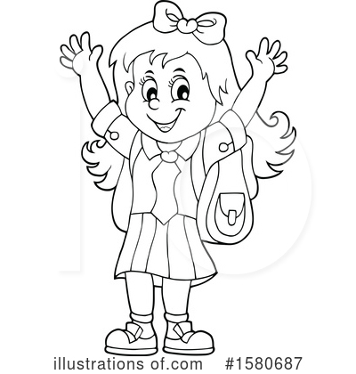 Royalty-Free (RF) School Girl Clipart Illustration by visekart - Stock Sample #1580687