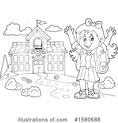 Royalty-Free (RF) School Girl Clipart Illustration by visekart - Stock Sample #1580688