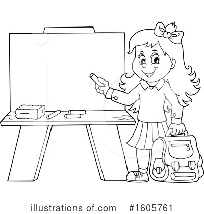 Royalty-Free (RF) School Girl Clipart Illustration by visekart - Stock Sample #1605761