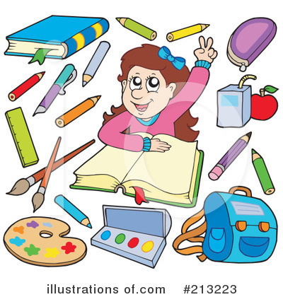 Royalty-Free (RF) School Girl Clipart Illustration by visekart - Stock Sample #213223