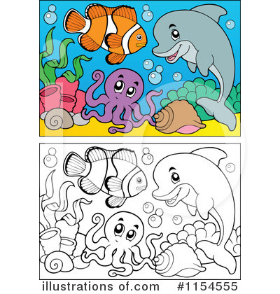Royalty-Free (RF) Sea Life Clipart Illustration by visekart - Stock Sample #1154555