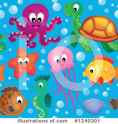 Royalty-Free (RF) Sea Life Clipart Illustration by visekart - Stock Sample #1240301