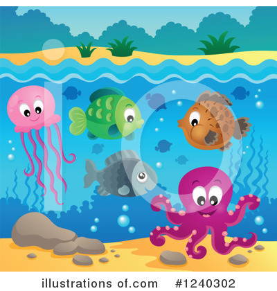 Royalty-Free (RF) Sea Life Clipart Illustration by visekart - Stock Sample #1240302