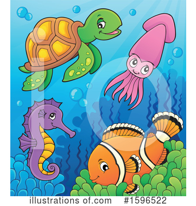 Royalty-Free (RF) Sea Life Clipart Illustration by visekart - Stock Sample #1596522