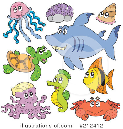 Royalty-Free (RF) Sea Life Clipart Illustration by visekart - Stock Sample #212412