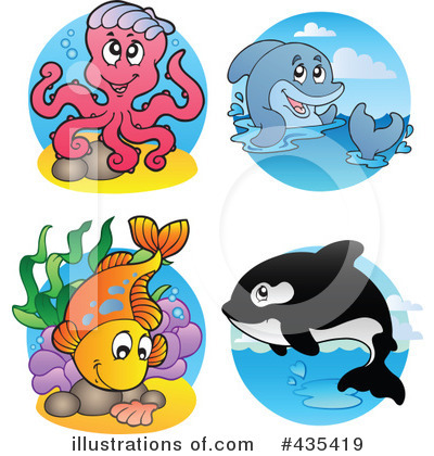 Royalty-Free (RF) Sea Life Clipart Illustration by visekart - Stock Sample #435419