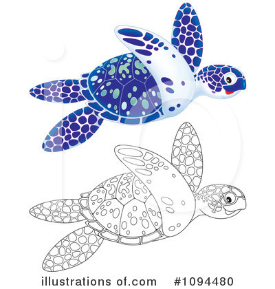 Royalty-Free (RF) Sea Turtle Clipart Illustration by Alex Bannykh - Stock Sample #1094480