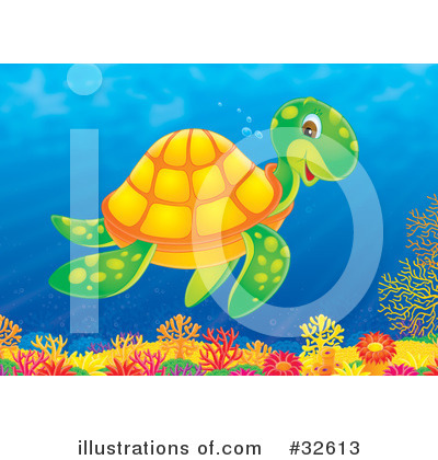 Royalty-Free (RF) Sea Turtle Clipart Illustration by Alex Bannykh - Stock Sample #32613
