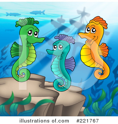 Royalty-Free (RF) Seahorse Clipart Illustration by visekart - Stock Sample #221767