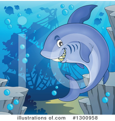 Royalty-Free (RF) Shark Clipart Illustration by visekart - Stock Sample #1300958
