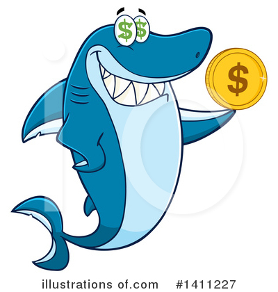 Royalty-Free (RF) Shark Clipart Illustration by Hit Toon - Stock Sample #1411227