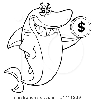Royalty-Free (RF) Shark Clipart Illustration by Hit Toon - Stock Sample #1411239