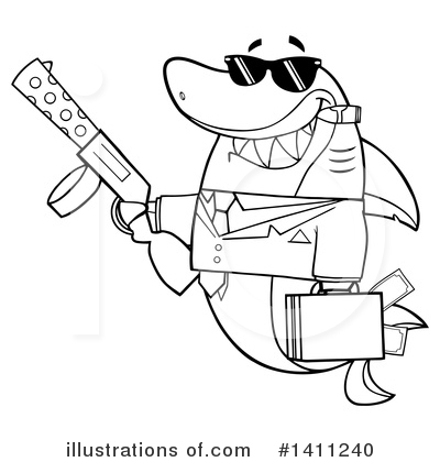 Royalty-Free (RF) Shark Clipart Illustration by Hit Toon - Stock Sample #1411240
