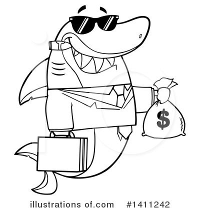 Royalty-Free (RF) Shark Clipart Illustration by Hit Toon - Stock Sample #1411242