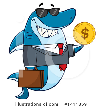 Royalty-Free (RF) Shark Clipart Illustration by Hit Toon - Stock Sample #1411859