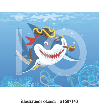 Royalty-Free (RF) Shark Clipart Illustration by Alex Bannykh - Stock Sample #1687143