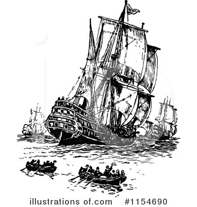 Royalty-Free (RF) Ship Clipart Illustration by Prawny Vintage - Stock Sample #1154690