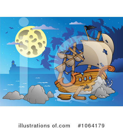 Royalty-Free (RF) Shipwreck Clipart Illustration by visekart - Stock Sample #1064179
