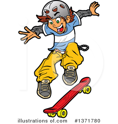 Skateboarding Clipart #1371780 by Clip Art Mascots