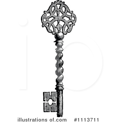 Royalty-Free (RF) Skeleton Key Clipart Illustration by Prawny Vintage - Stock Sample #1113711