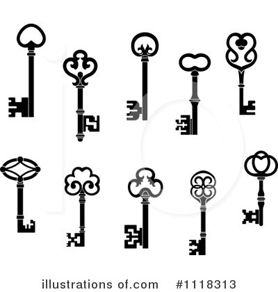 Royalty-Free (RF) Skeleton Key Clipart Illustration by Vector Tradition SM - Stock Sample #1118313