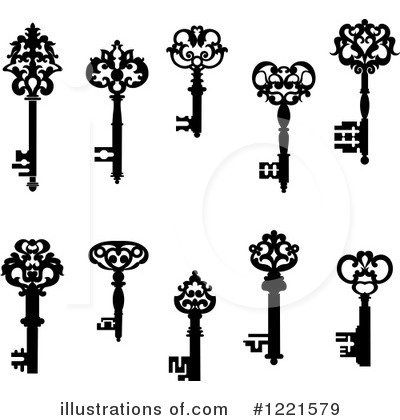 Royalty-Free (RF) Skeleton Key Clipart Illustration by Vector Tradition SM - Stock Sample #1221579