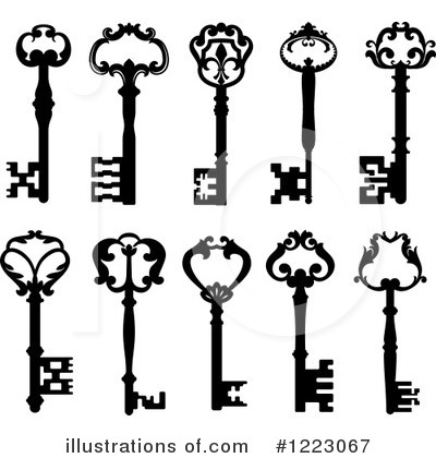 Royalty-Free (RF) Skeleton Key Clipart Illustration by Vector Tradition SM - Stock Sample #1223067