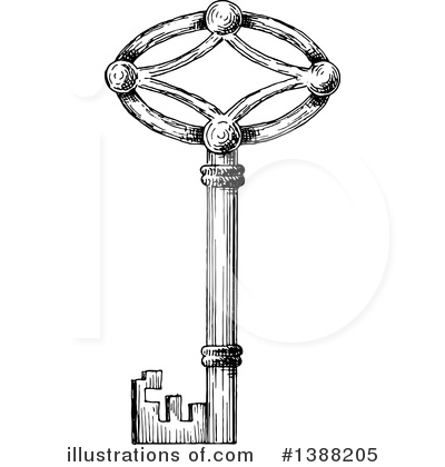Royalty-Free (RF) Skeleton Key Clipart Illustration by Vector Tradition SM - Stock Sample #1388205