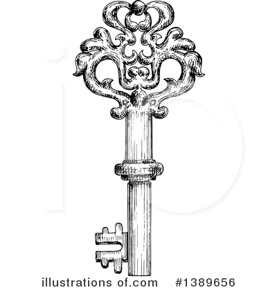 Royalty-Free (RF) Skeleton Key Clipart Illustration by Vector Tradition SM - Stock Sample #1389656